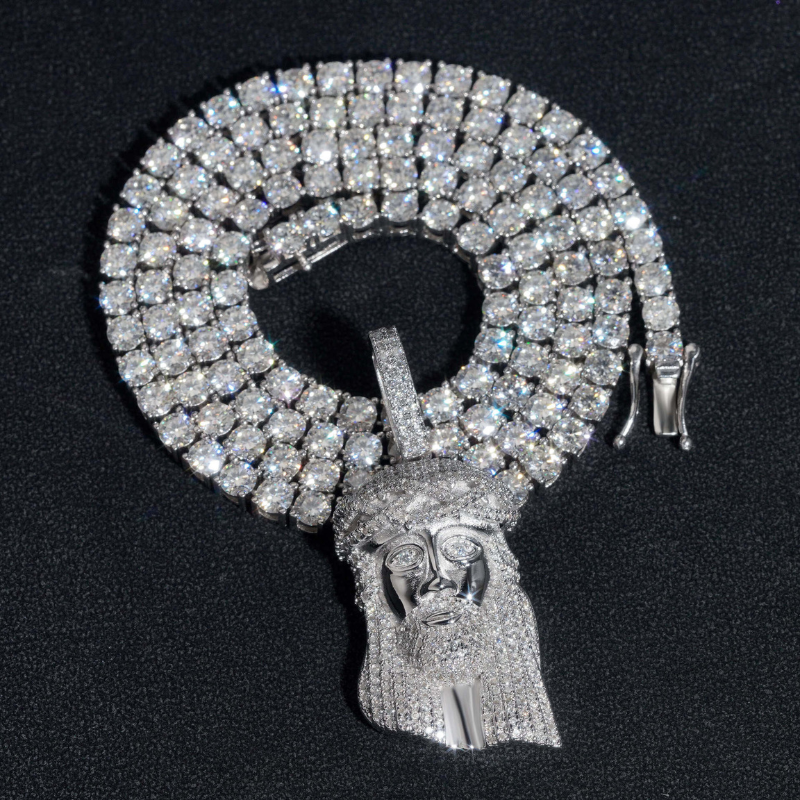 S925 Silver Moissanite Hip Hop Jesus Pendant