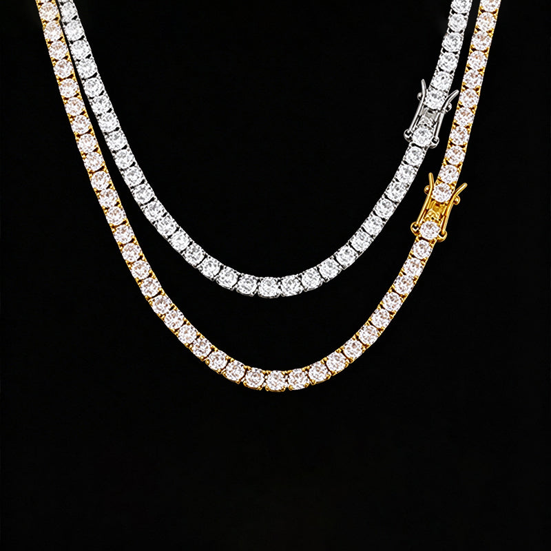 3mm/4mm/5mm 925 Silver Moissanite Hip Hop Tennis Chain