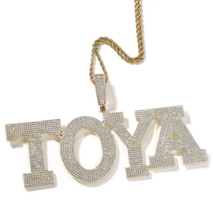 Moissanite Sparkling Six-Row Stone Large Letter Custom Pendant