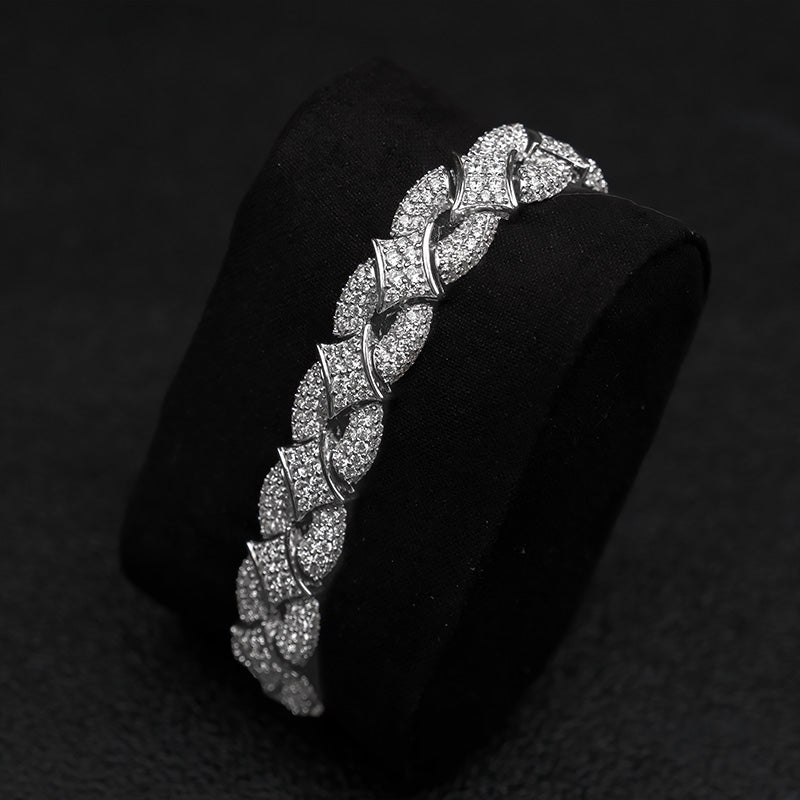 Iced Out Rhombus Interlocking Moissanite Bracelet