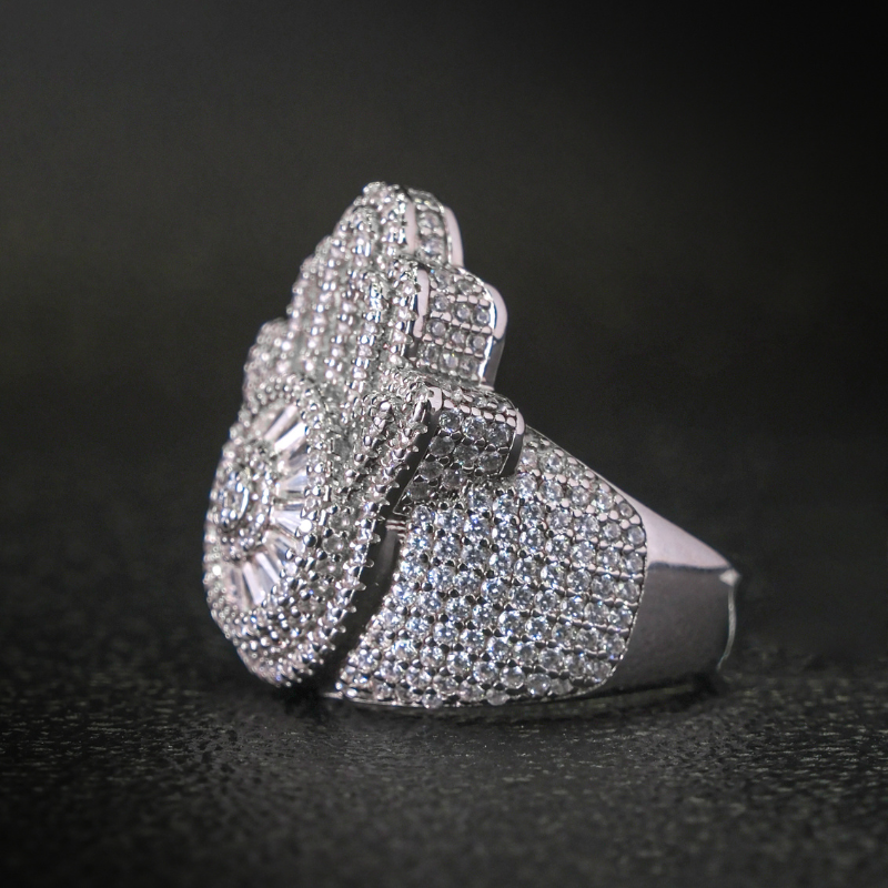 Moissanite Palm Baguette Ring