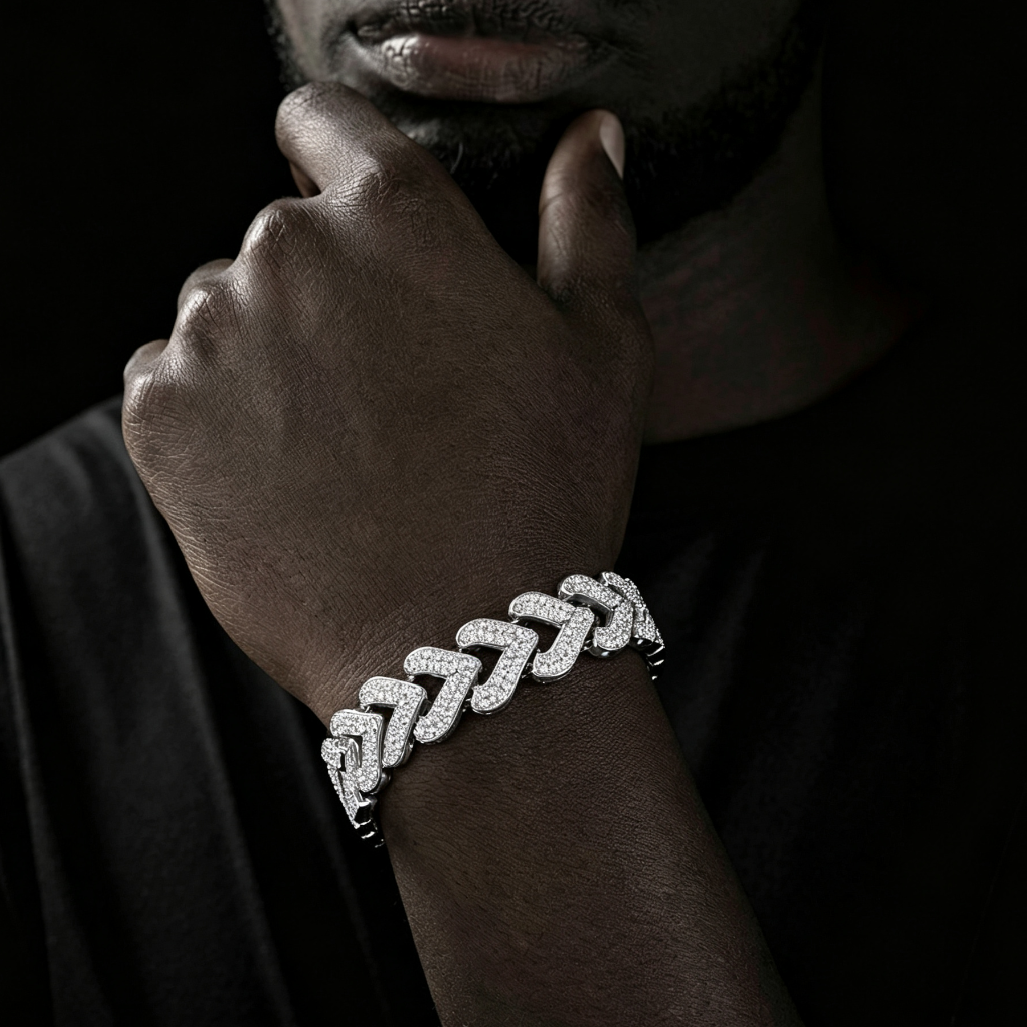 13.5mm Moissanites Iced Out Snake Cuban Bracelet