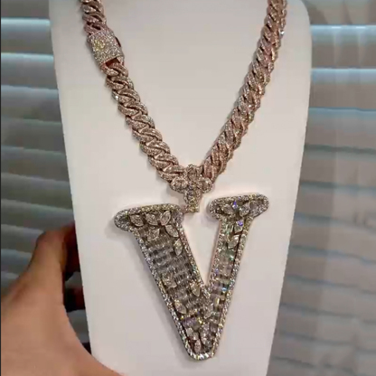 Design Letter V Marquise Shape Moissanite Pendant