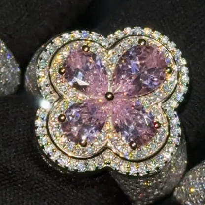 Moissanite Four-Leaf Clover Three-Dimensional Ring