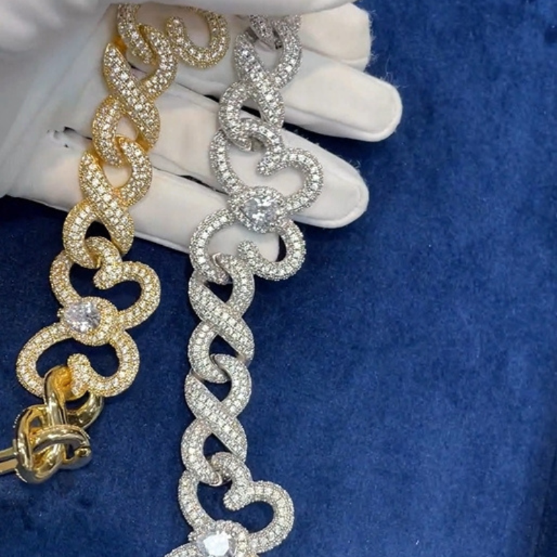 Moissanite Butterfly Infinity Cross Cuban Chain