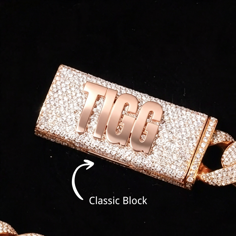 24mm S925 Moissanite Custom Letter Full Diamond Cuban Chain
