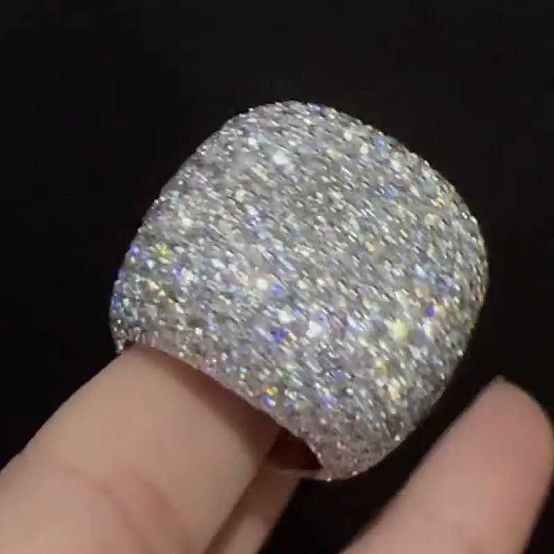 Moissanite Full of Diamond Square Ring