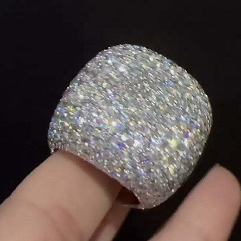 Moissanite Full of Diamond Square Ring