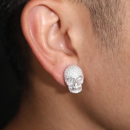 Moissanite Hip Hop Trend Skull Earrings