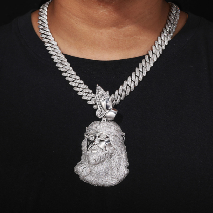 Moissanite Praying Hands Clasp Jesus Pendant