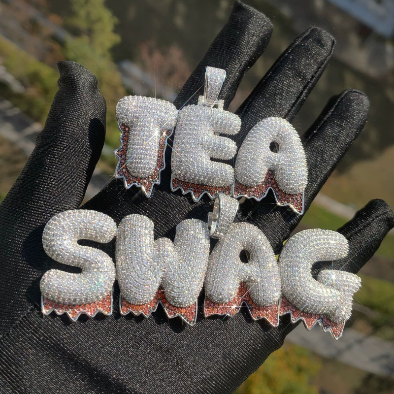 Moissanite Hip Hop DIY Round Letter Custom Pendant