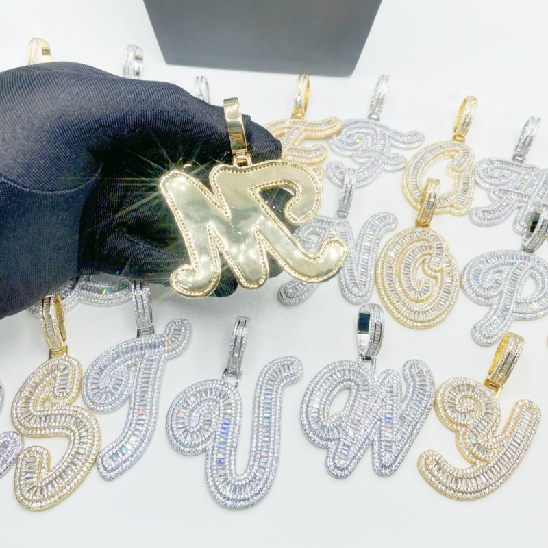 Moissanite Square Trapezoid Diamond 26-Letter Pendant