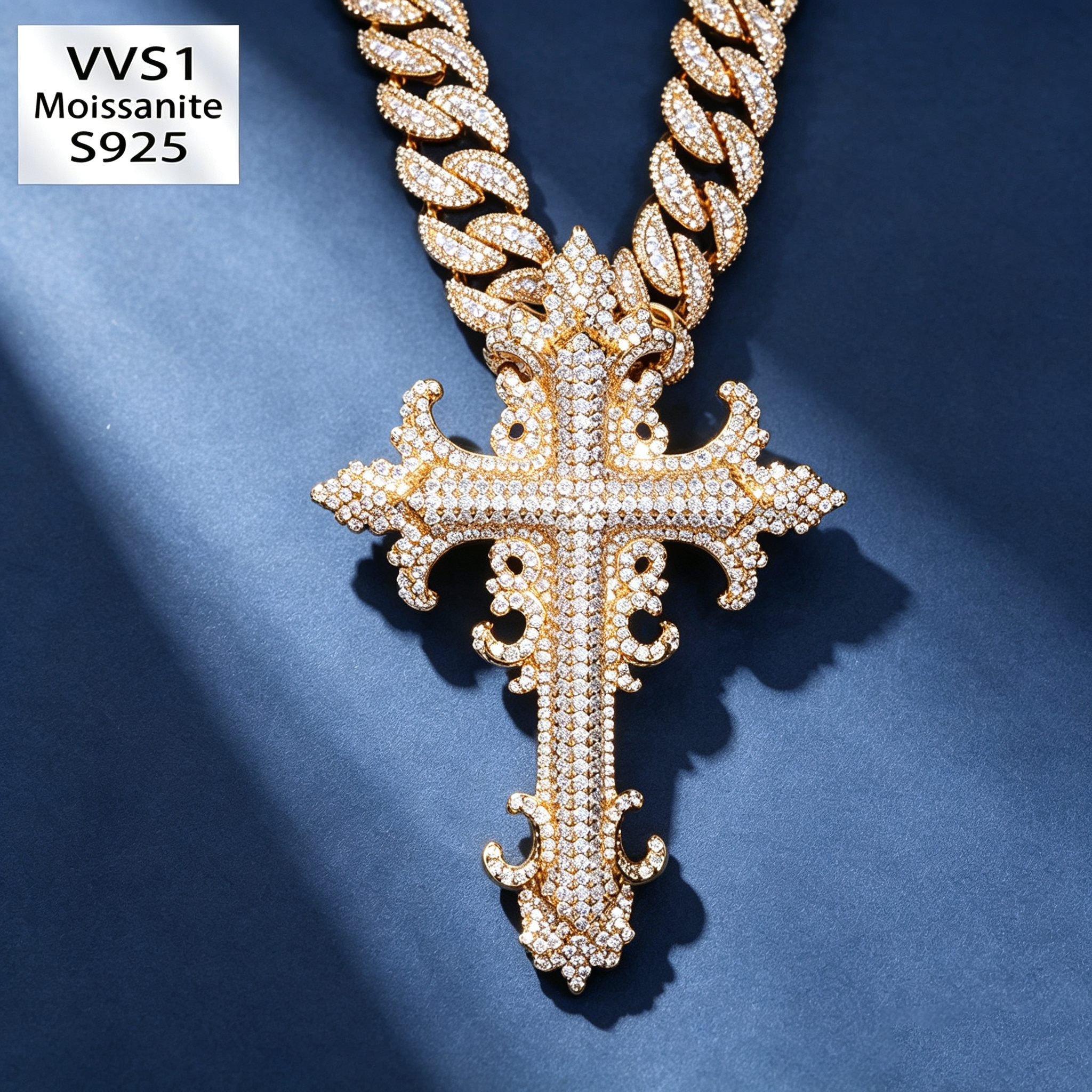 S925 Moissanite Trendy Cross Pendant