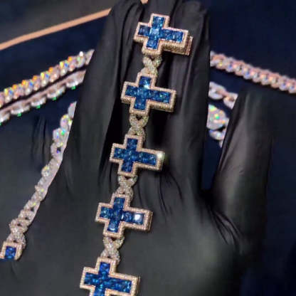 Moissanite Sapphire Cross Unlimited Cuban Bracelet