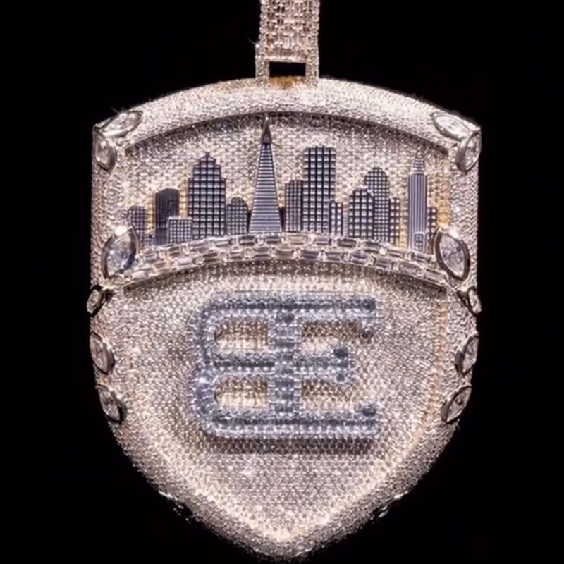 S925 Moissanite Urban Architecture Shield Pendant