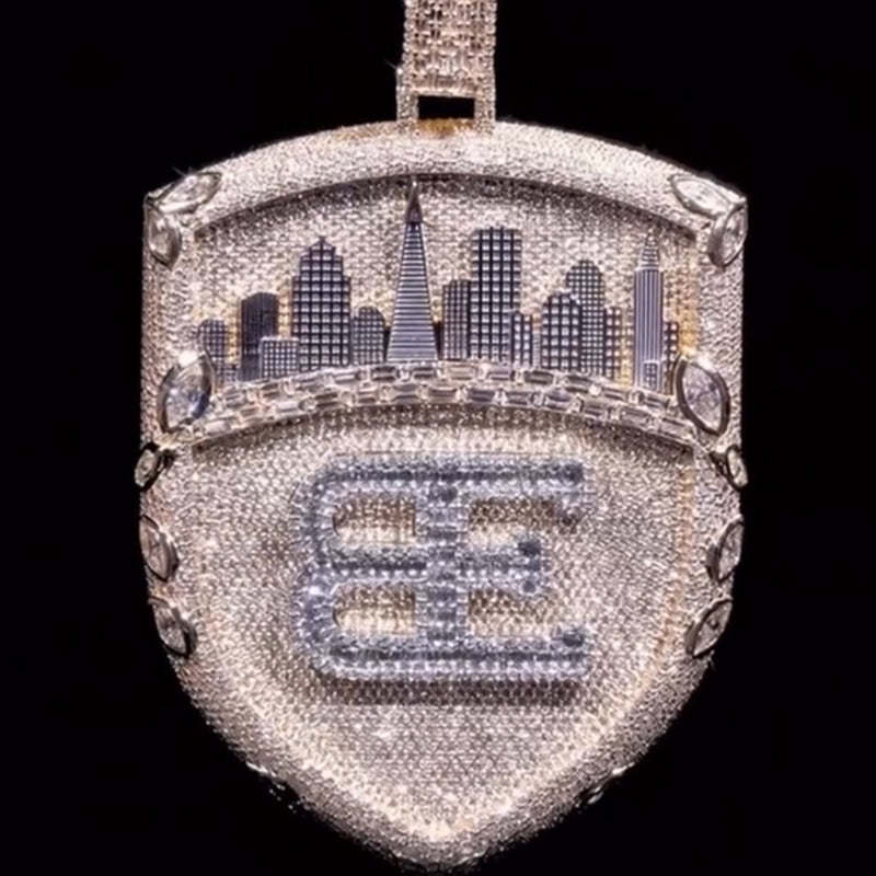 S925 Moissanite Urban Architecture Shield Pendant