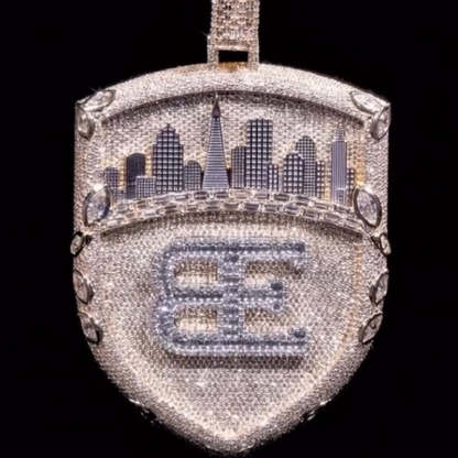 S925 Moissanite Urban Architecture Shield Pendant