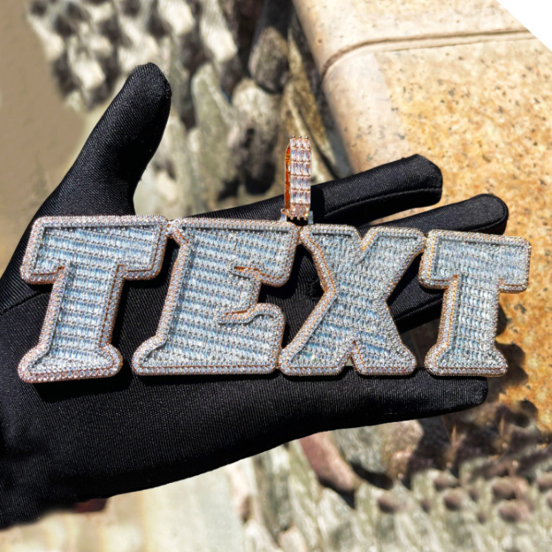 Moissanite Custom Baguette Lettering Pendant