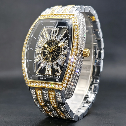 Moissanite Paved Avant-Garde Digital Watch