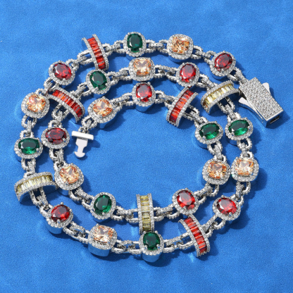 Moissanite Hip Hop Colored Gemstone Chain