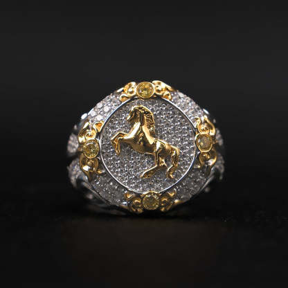 Moissanite hip-hop horse ring