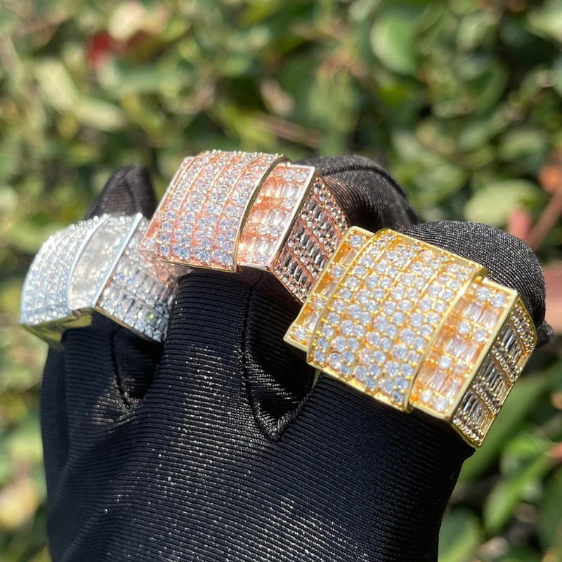 Moissanite Hip Hop Sparkle Rectangular Ring