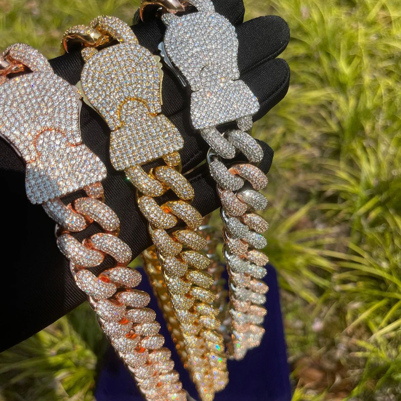 Moissanite Unique Design Buckle Bubble Cuban Chain