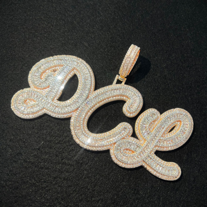 Moissanite Hip Hop Baguette Custom Letter Pendant