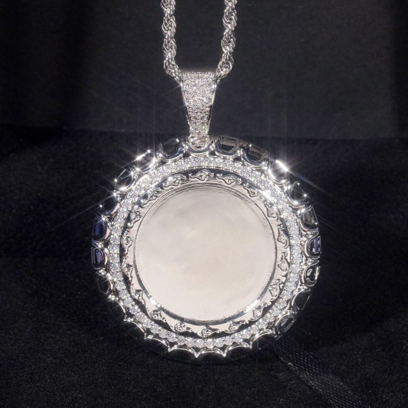 Moissanite Disc Custom Photo Commemorative Pendant