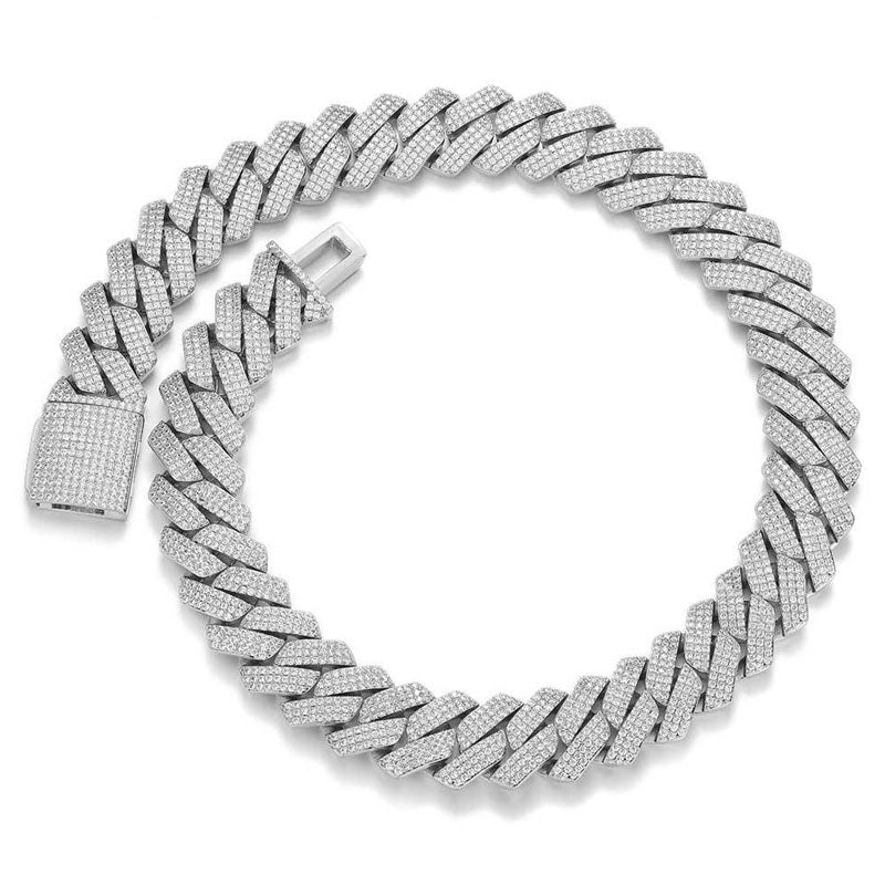 25mm Hip Hop Three Row Diamond Cuban Chain