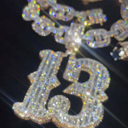 Moissanite Baguette Number "13" Pendant