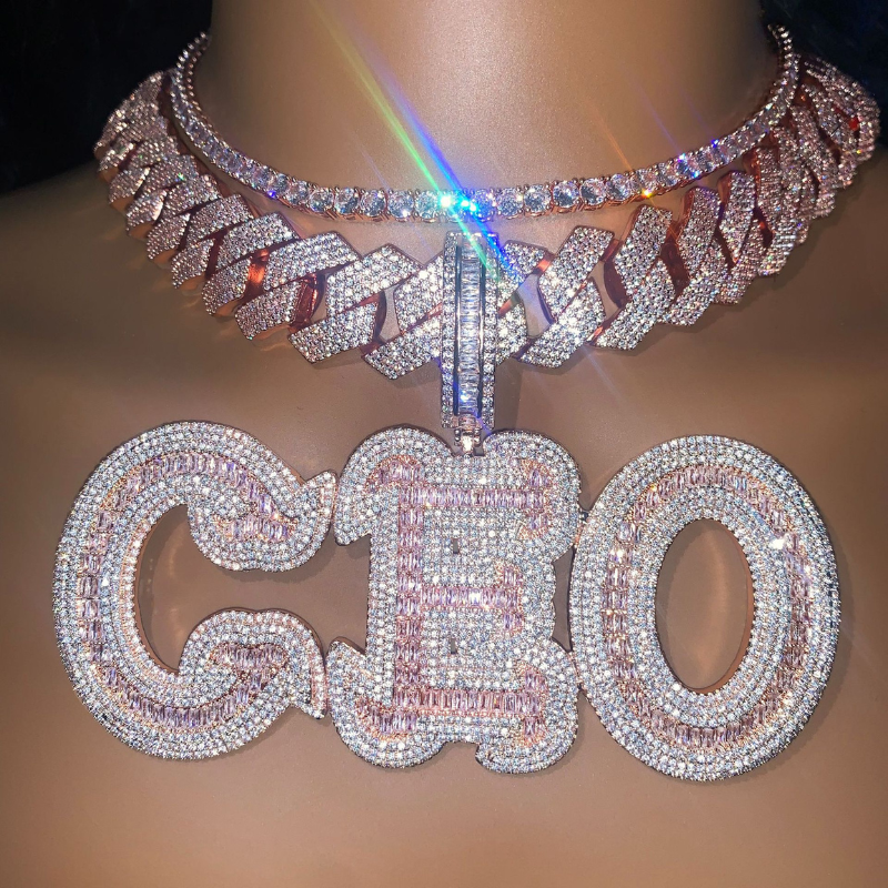 Moissanite Hip Hop Creative Floral Letters Custom Pendant