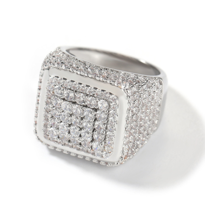 Moissanite Hip Hop Vintage Big Square Ring