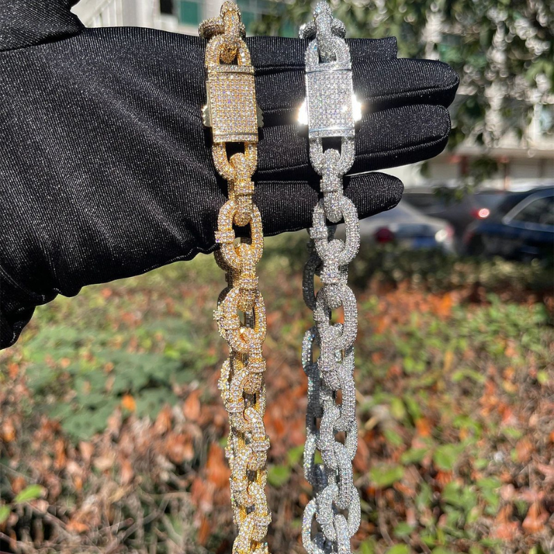 Moissanite Hip Hop Oval Buckle Cross Cuban Chain