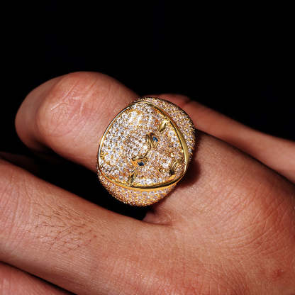 Moissanite Animal Bullhead Signet Hip Hop Ring