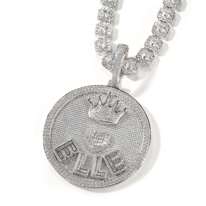 Moissanite Hip Hop Crown Love Letter Custom Pendant