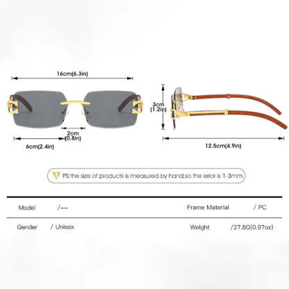 New Frameless Square Metal Leopard Design Frame Sunglasses