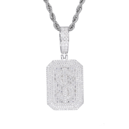 Moissanite Hip Hop Dollar Rectangular Pendant