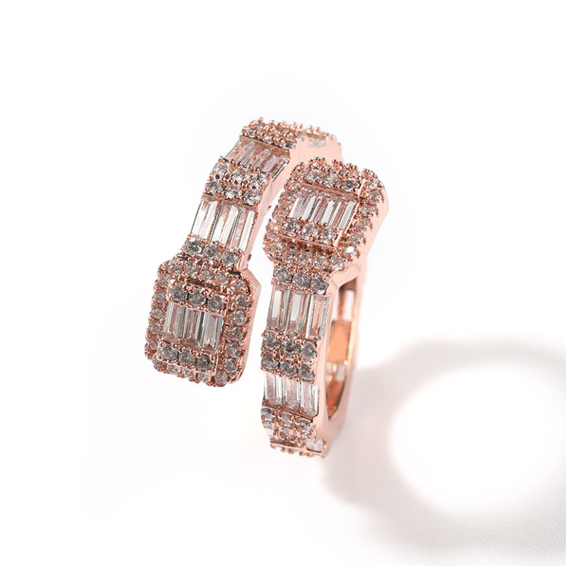 Moissanite Hip Hop Baguette Open Geometric Ring