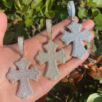Moissanite Hip Hop Cross Pendant