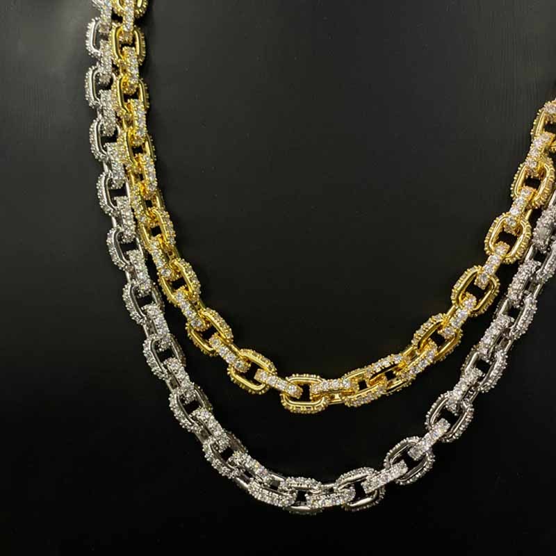 Moissanite Hip Hop Miami Box Clasp Chain