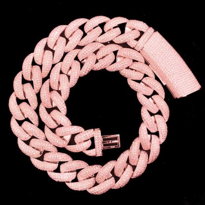 Moissanite Hip Hop Four Row Drill Long Buckle Cuban Chain