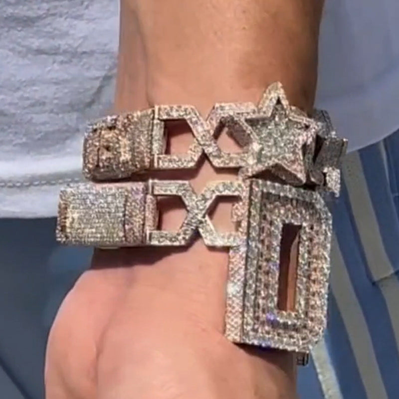 Moissanite Hip Hop Punk Custom Alphabet Cuban Bracelet