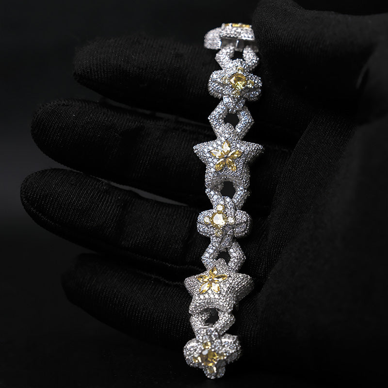 Moissanite Star Spliced Four-Leaf Clover Bracelet