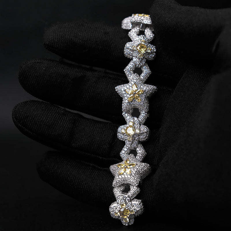 Moissanite Star Spliced Four-Leaf Clover Bracelet