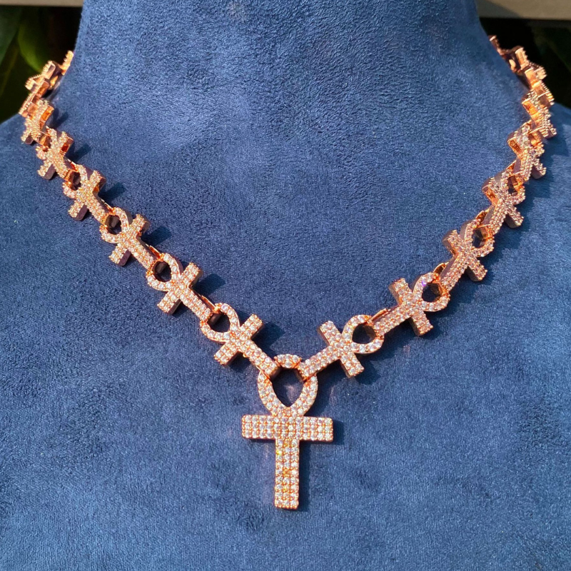 Moissanite Hip Hop Cross Ankh Chain