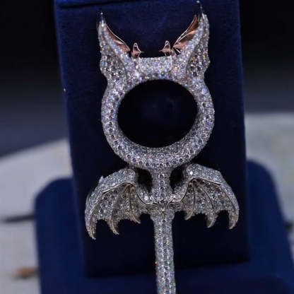 Anime Style Kit Bat Wings Moissanite Pendan