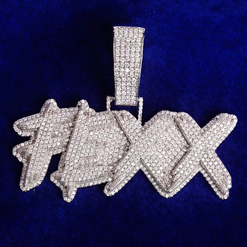 Moissanite Hip Hop Thorn Letter Pendant