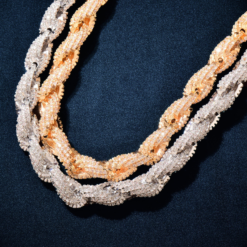 Moissanite Hip-Hop Pave Twisted Chain