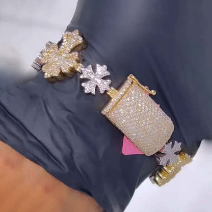 Moissanite Snowflake Creative Cross Bracelet